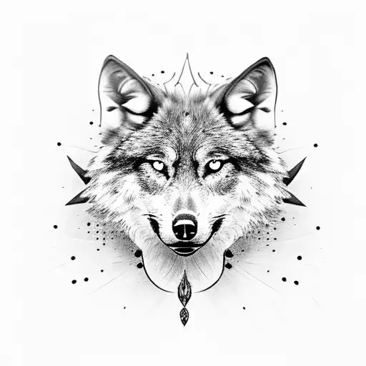 black wolf with Third Eye tattoo design idea