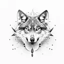 black wolf with Third Eye tattoo design idea