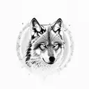 black wolf with Third Eye tattoo design idea