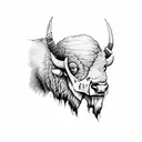 bison skull, western landscape, traveling man tattoo design idea