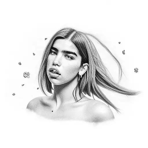 Dua Lipa showing her nipples  tattoo design idea