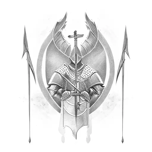 Knight with a flaming sword tattoo design idea