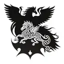 horse with snakes and griffins fighting tattoo design idea
