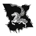 horse with snakes and griffins fighting tattoo design idea
