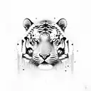 dark fantasy art with tiger, skull, and trees are being consumed by nature  tattoo design idea