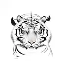 dark fantasy with tiger, cave, tree, animal skulls that are consumed by nature tattoo design idea