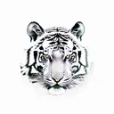 dark fantasy with tiger, cave, tree, animal skulls that are consumed by nature tattoo design idea