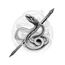 snake with sword tattoo design idea
