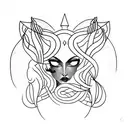 medusa com olhos cobertos pelas cobras tattoo design idea