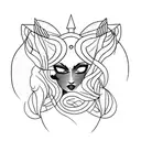 medusa com olhos cobertos pelas cobras tattoo design idea