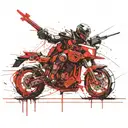 knight terminator machines with red glowing tattoo design idea