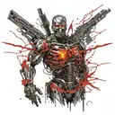 terminator surrounded by fire tattoo design idea