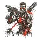 terminator surrounded by fire tattoo design idea