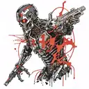 terminator surrounded by fire tattoo design idea