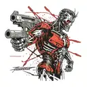 terminator surrounded by fire tattoo design idea