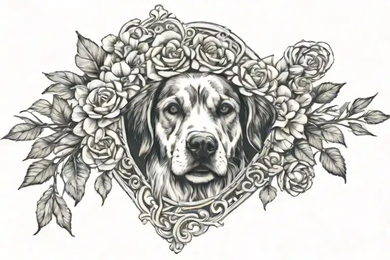 dog paw floral empress tarot card tattoo design idea