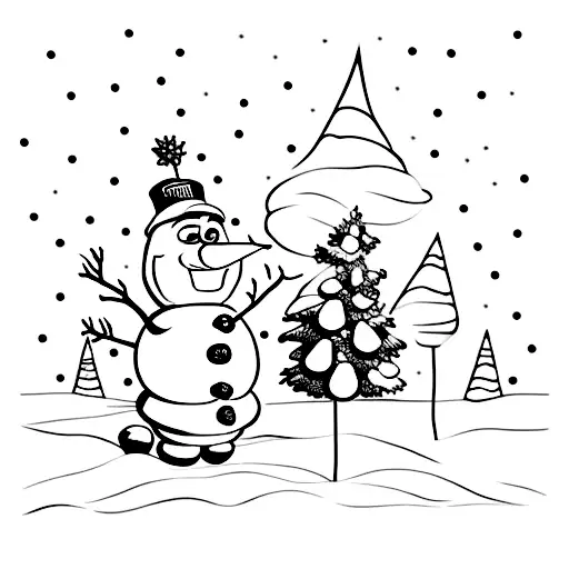 Olaf and Bruni enjoying a snowy day together in a minimalist design tattoo design idea