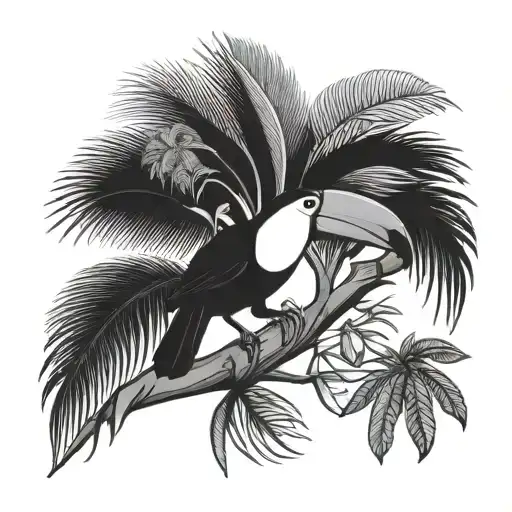 toucan ayahuasca tree tattoo design idea