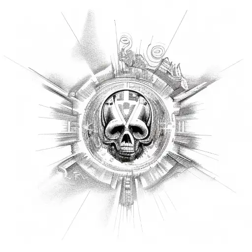 falling icarus, 777, cross, memento mori tattoo design idea