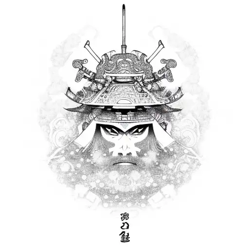 Psychedelic samurai tattoo design idea