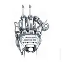 Robotic hand in the style of cyberpunk  tattoo design idea
