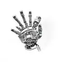 Robotic hand in the style of cyberpunk  tattoo design idea