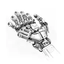 Robotic hand in the style of cyberpunk  tattoo design idea