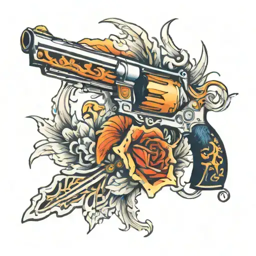 phoenix rising 38 revolver memorial for father  tattoo design idea