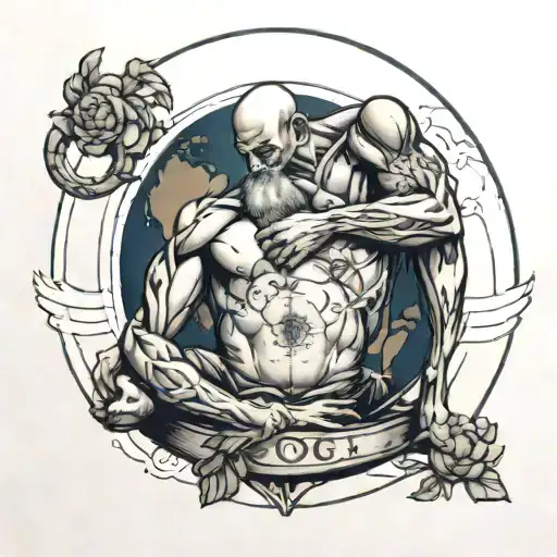 atlas leaning on the earth reminding the client to rest tattoo design idea