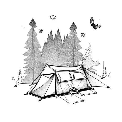 camping in the city  tattoo design idea
