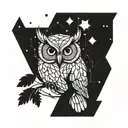 Owl Tree Gemini constellation tattoo design idea