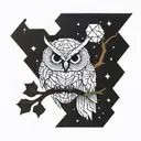 Owl Tree Gemini constellation tattoo design idea
