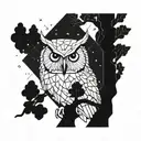 Owl Tree Gemini constellation tattoo design idea