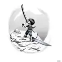 boy pulling a sword from the stone tattoo design idea