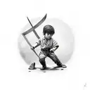boy pulling a sword from the stone tattoo design idea