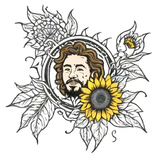 Post Malone themed tattoo and Sunflower tattoo design idea