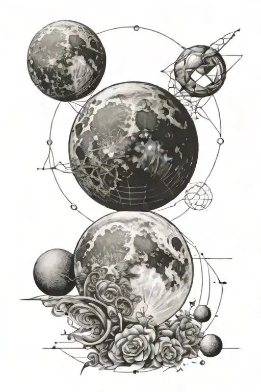 mom and dad photo realistic moon tattoo design idea