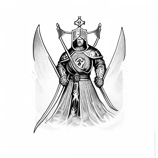 Templar knight being crowned king tattoo design idea