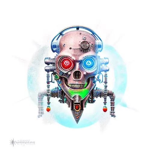 cyborg shaman tattoo design idea