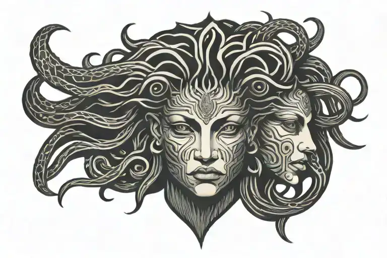 Black Medusa head tattoo design idea