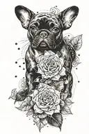 Create a tattoo design that symbolizes the client's passion for the Om symbol, French Bulldogs, and the numbers 19 and 10 tattoo design idea