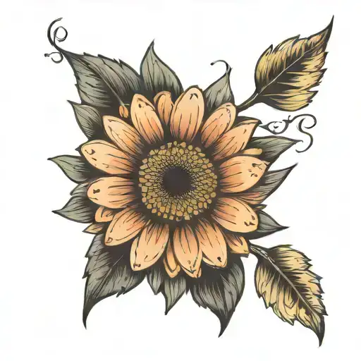 Gerbera flower with name and a Roman numerals date of birth  tattoo design idea