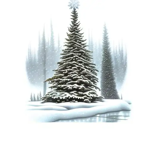 Christmas Trees, Winter, black tattoo design idea