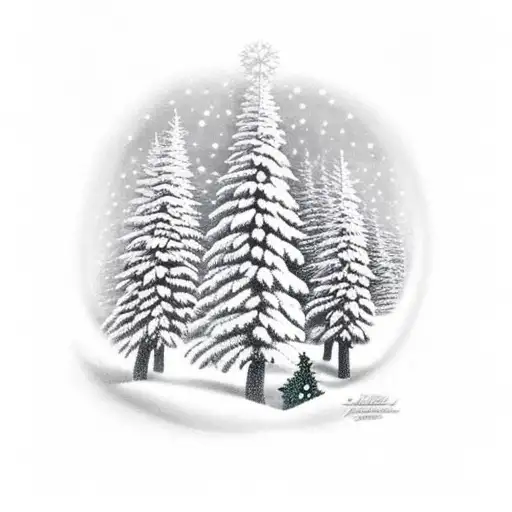 Christmas Trees, Winter, black tattoo design idea