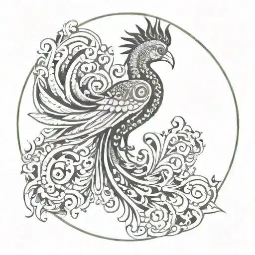 Mandala with a phoenix tattoo design idea