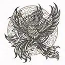 Mandala with a phoenix tattoo design idea