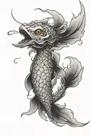 evil koi fish transforming metal into a phoenix tattoo design idea