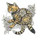 ginger cat playing tattoo design idea