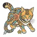 ginger cat playing tattoo design idea