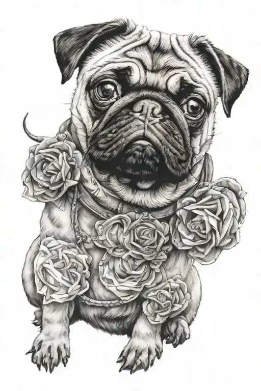 pug dog tattoo design idea